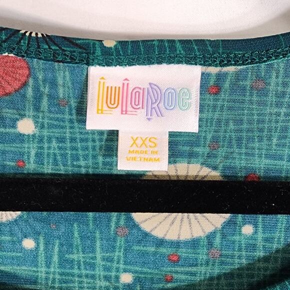 NEW LuLaRoe LLR Green Starburst Irma Hi-Low Tunic Short Sleeve Top Women Sz XXS - Picture 5 of 9